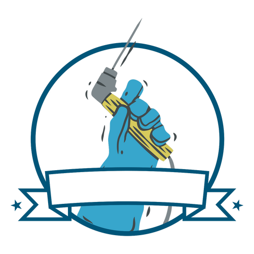 Hand holding a screwdriver with a blue ribbon PNG Design