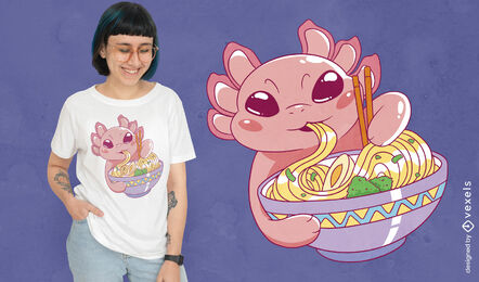 Design de camiseta Axolotl ramen