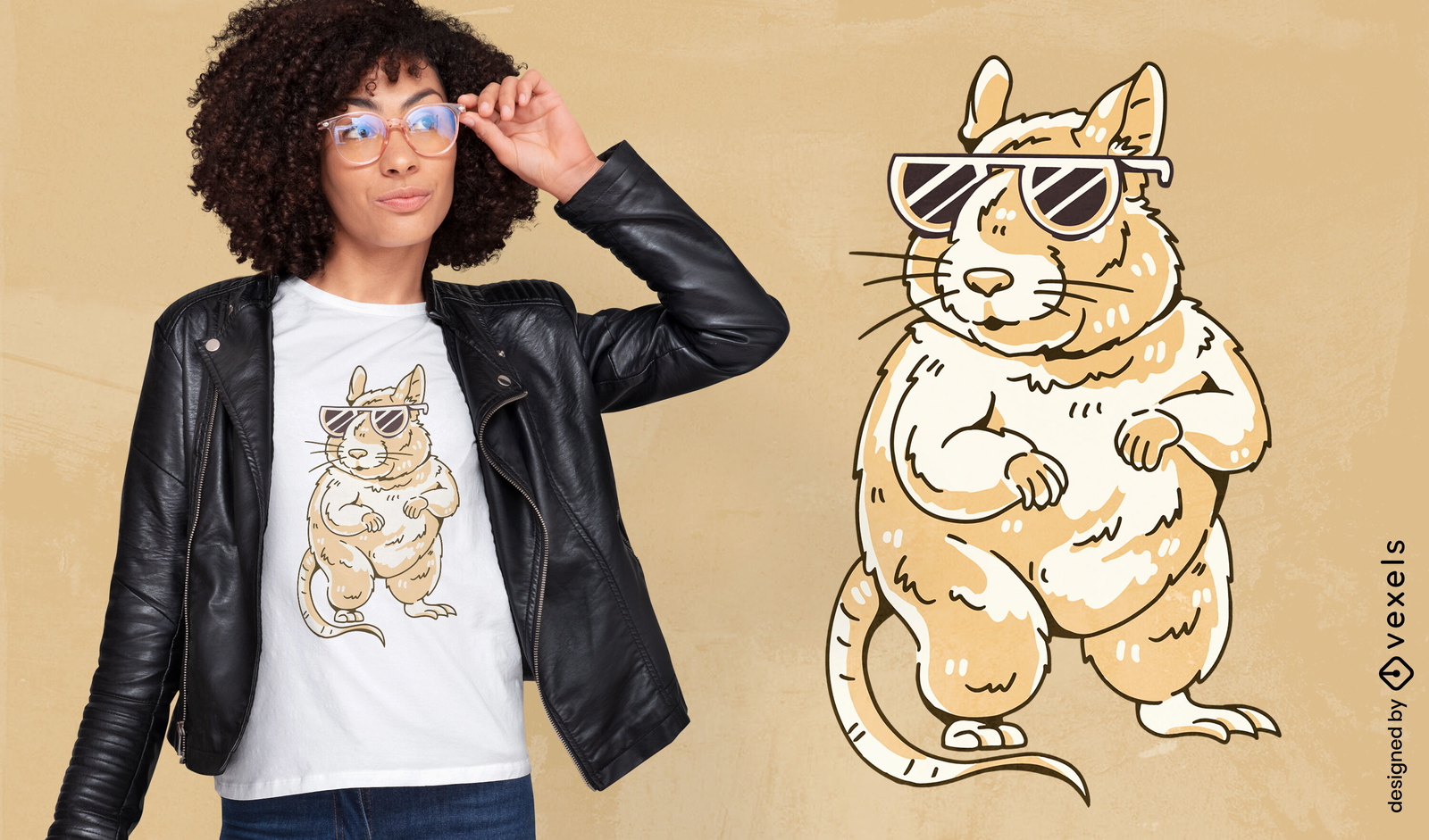 Ratón con diseño de camiseta de gafas de sol.