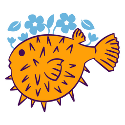 Blowfish-Farbstrich florale Meerestiere PNG-Design