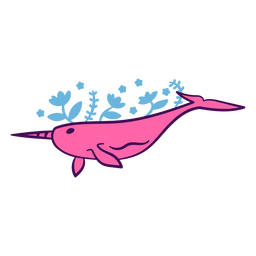 Swordfish color stroke floral sea creatures PNG Design