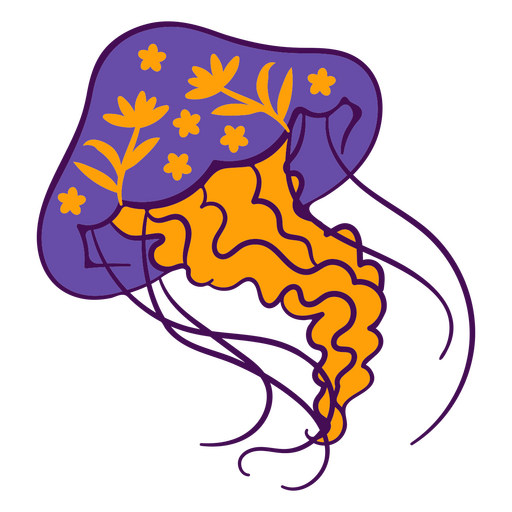 Medusas color trazo floral criaturas marinas Diseño PNG