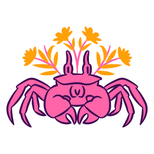 Krabbenfarbstrich florale Meerestiere PNG-Design