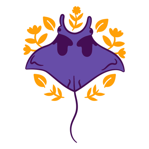 Criaturas marinhas florais de traço de cor de arraia-manta Desenho PNG