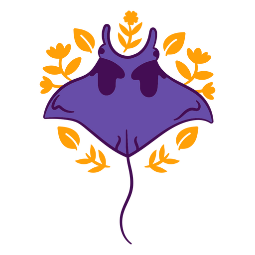 Manta ray color stroke floral sea creatures PNG Design