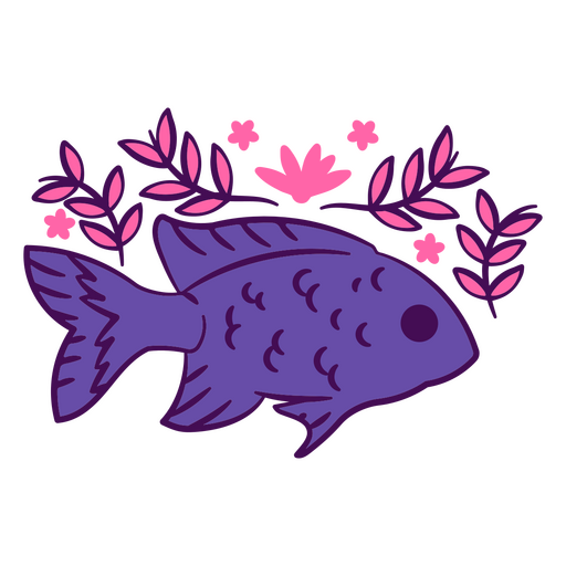 Fish color stroke floral sea creatures PNG Design