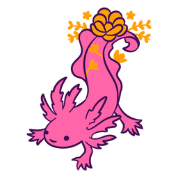 Criaturas marinhas florais de traço de cor axolote Desenho PNG