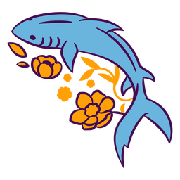 Dolphin color stroke floral sea creatures PNG Design