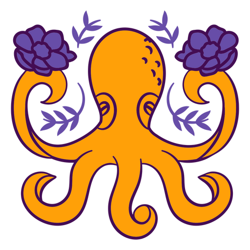 Octopus color stroke floral sea creatures PNG Design