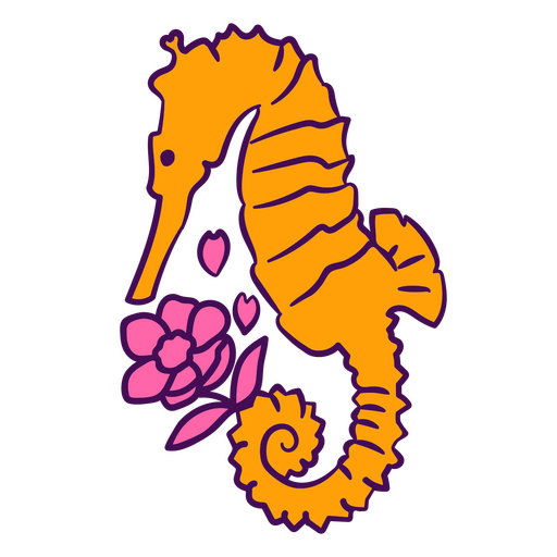 Seahorse color trazo floral criaturas marinas Diseño PNG