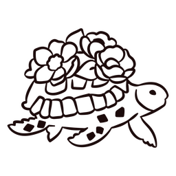 Turtle stroke floral sea creatures PNG Design