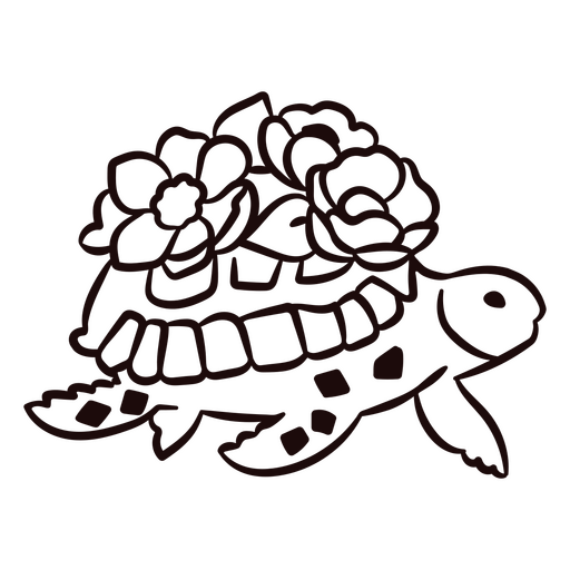 Schildkröte streichelt florale Meerestiere PNG-Design