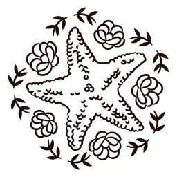Starfish stroke floral sea creatures PNG Design