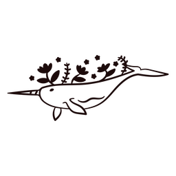 Swordfish stroke floral sea creatures PNG Design