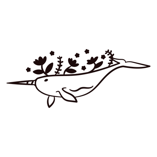 Schwertfische streicheln florale Meerestiere PNG-Design