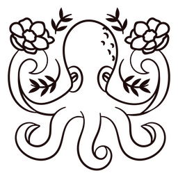 Criaturas marinhas florais de polvo Desenho PNG
