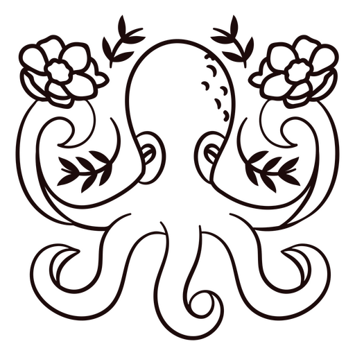 Octopus stroke floral sea creatures PNG Design