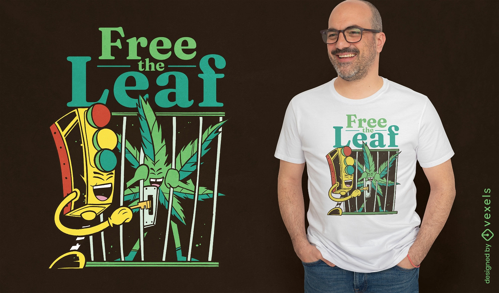 Diseño de camiseta de hoja de hierba en la cárcel.