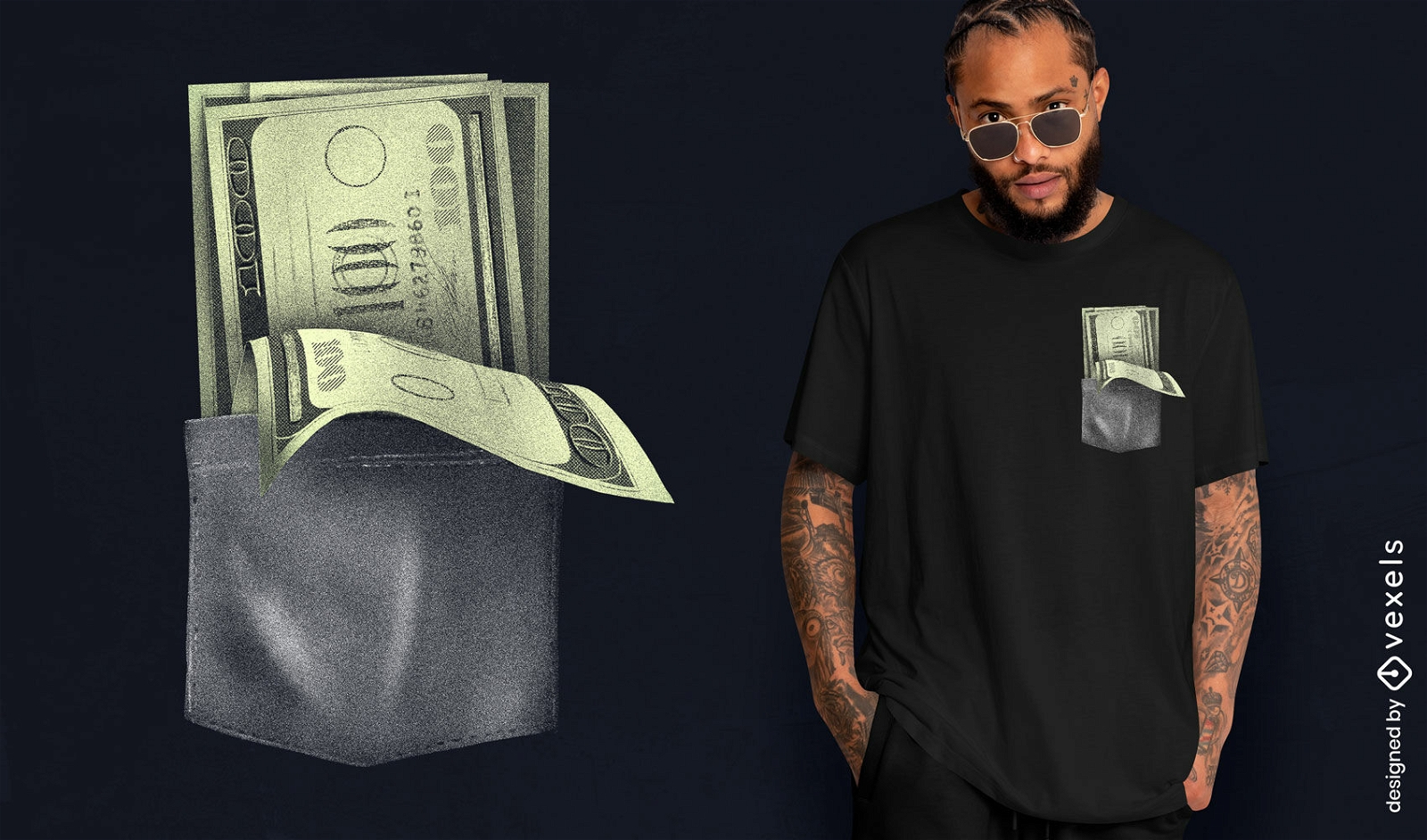 Bolso com design de camiseta de dinheiro