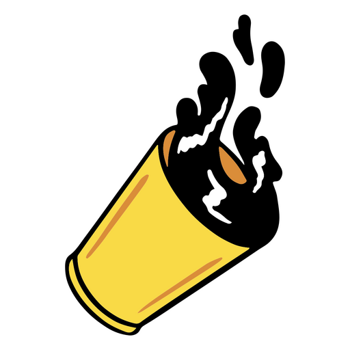 Yellow cup with a black liquid PNG Design