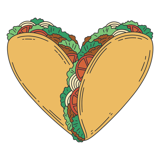 Dos tacos en forma de corazón. Diseño PNG