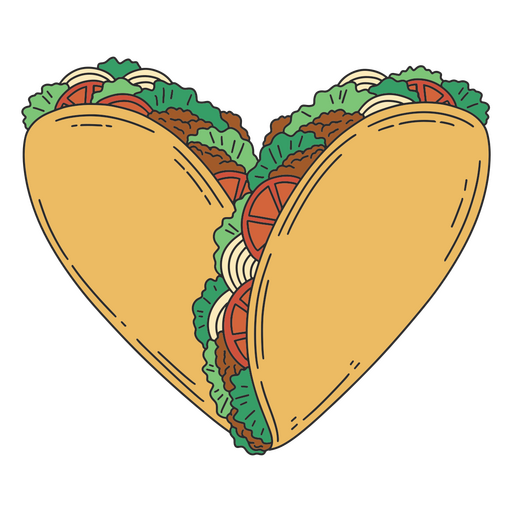 Two tacos in the shape of a heart PNG Design