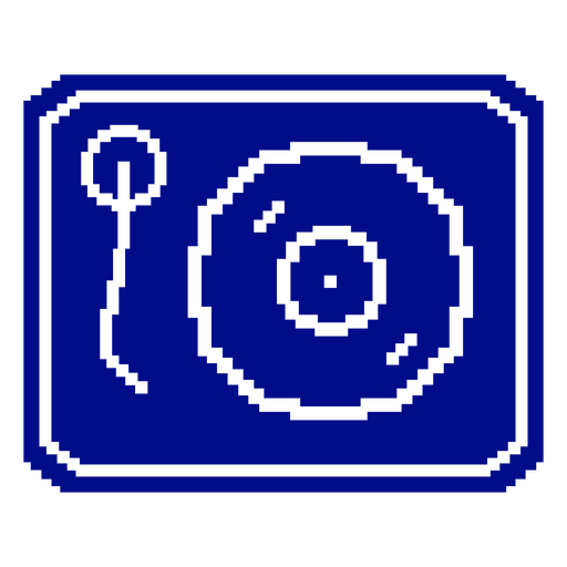 Blue pixel icon of a record player PNG Design