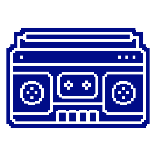 Blue pixel icon of a cassette player PNG Design