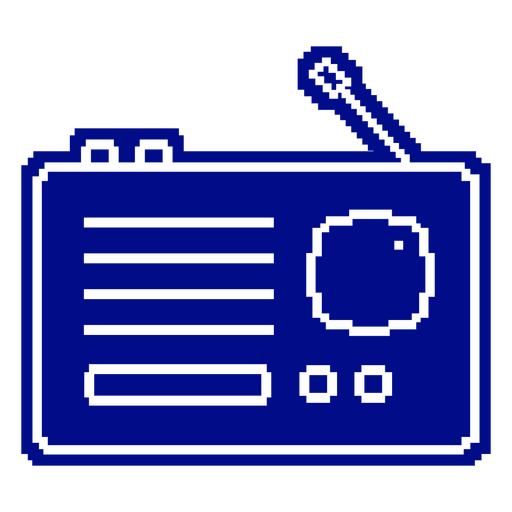 Ícone de pixel art de rádio azul Desenho PNG