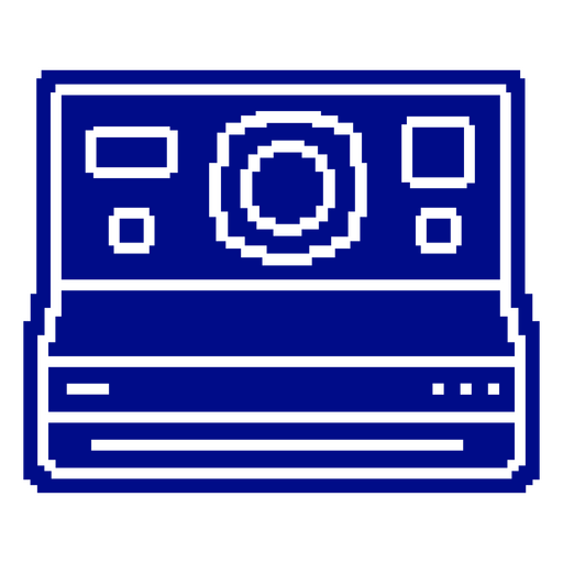 Blue pixel art camera icon PNG Design