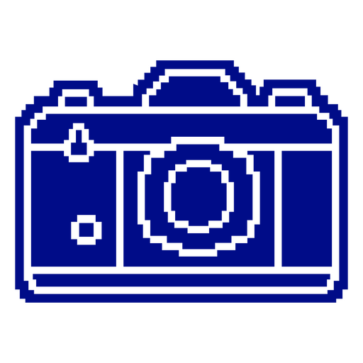 Icono de pixel art de cámara azul Diseño PNG