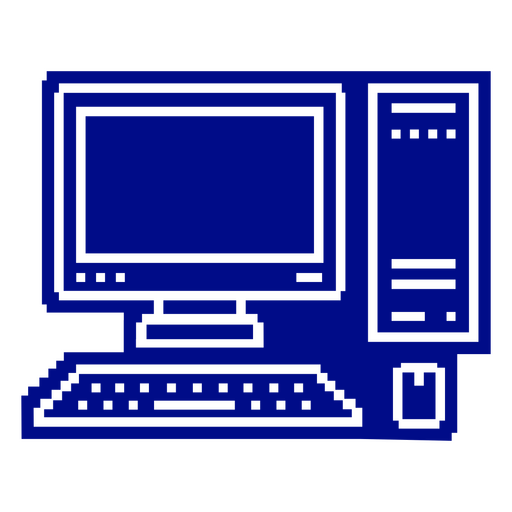 Icono de arte de píxeles de computadora azul Diseño PNG