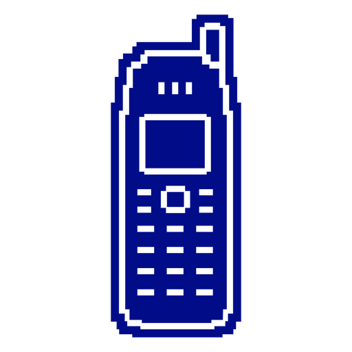 Icono de arte de píxeles de teléfono celular azul Diseño PNG