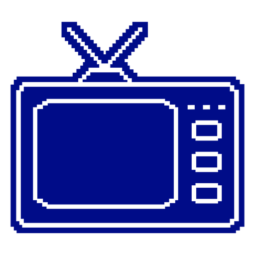 Ícone de tv azul pixel art Desenho PNG