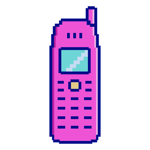 Pink pixel phone PNG Design