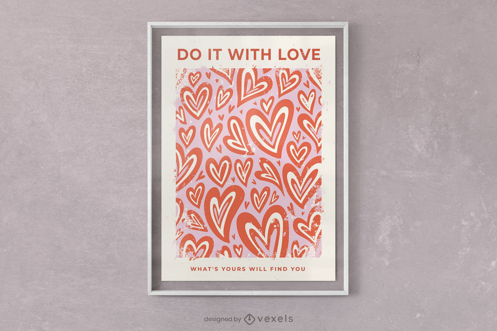 Love quote and hearts poster design