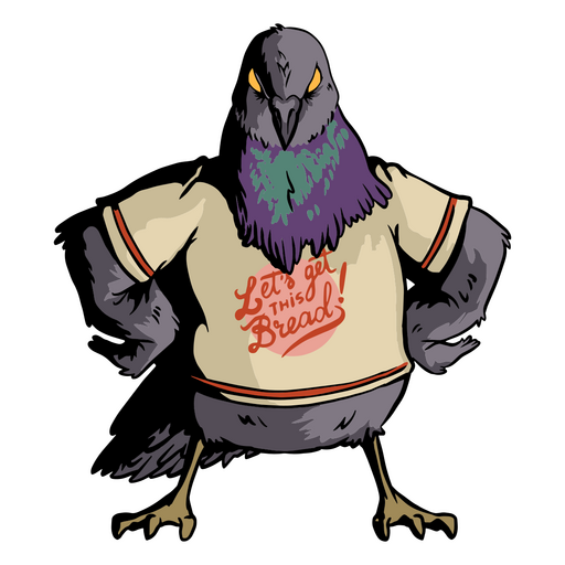 Cartoon pigeon wearing a t - shirt PNG Design