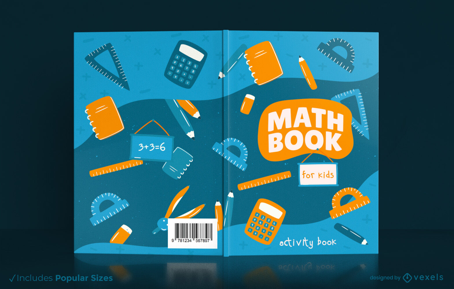 Livro de matemática para design de capa infantil