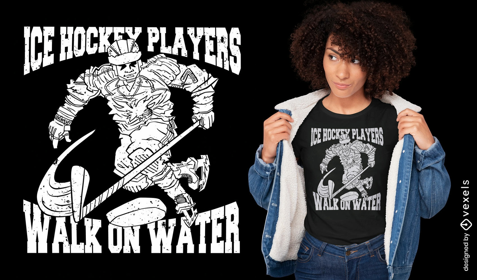 Diseño de camiseta de cita de jugadores de hockey sobre hielo.