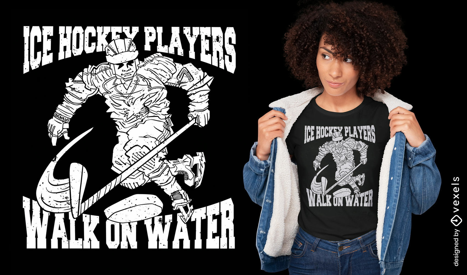 Diseño de camiseta de cita de jugadores de hockey sobre hielo.