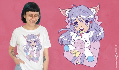 Baixar Vetor De Garota De Anime Jogando Design De Camiseta De Vôlei