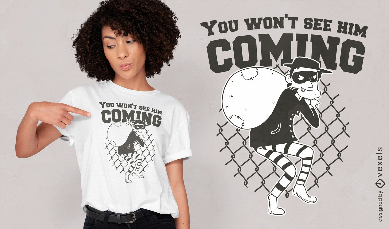 Cartoon thief t-shirt design