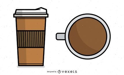 Coffee in Styrofoam Cup and Mug