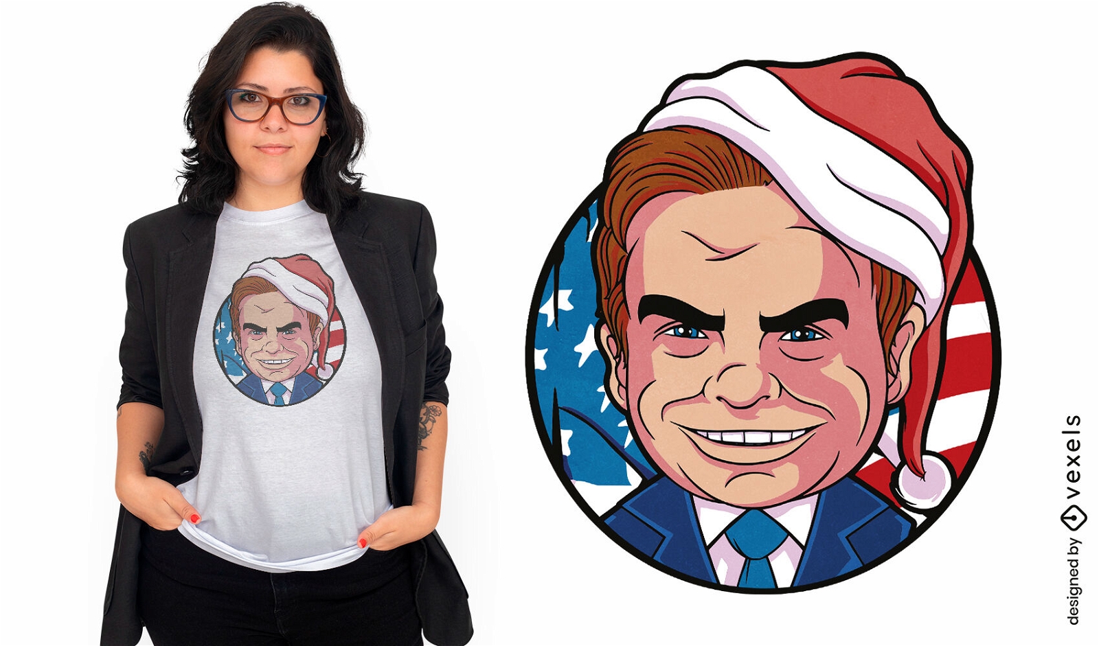 Diseño de camiseta de dibujos animados de navidad de político