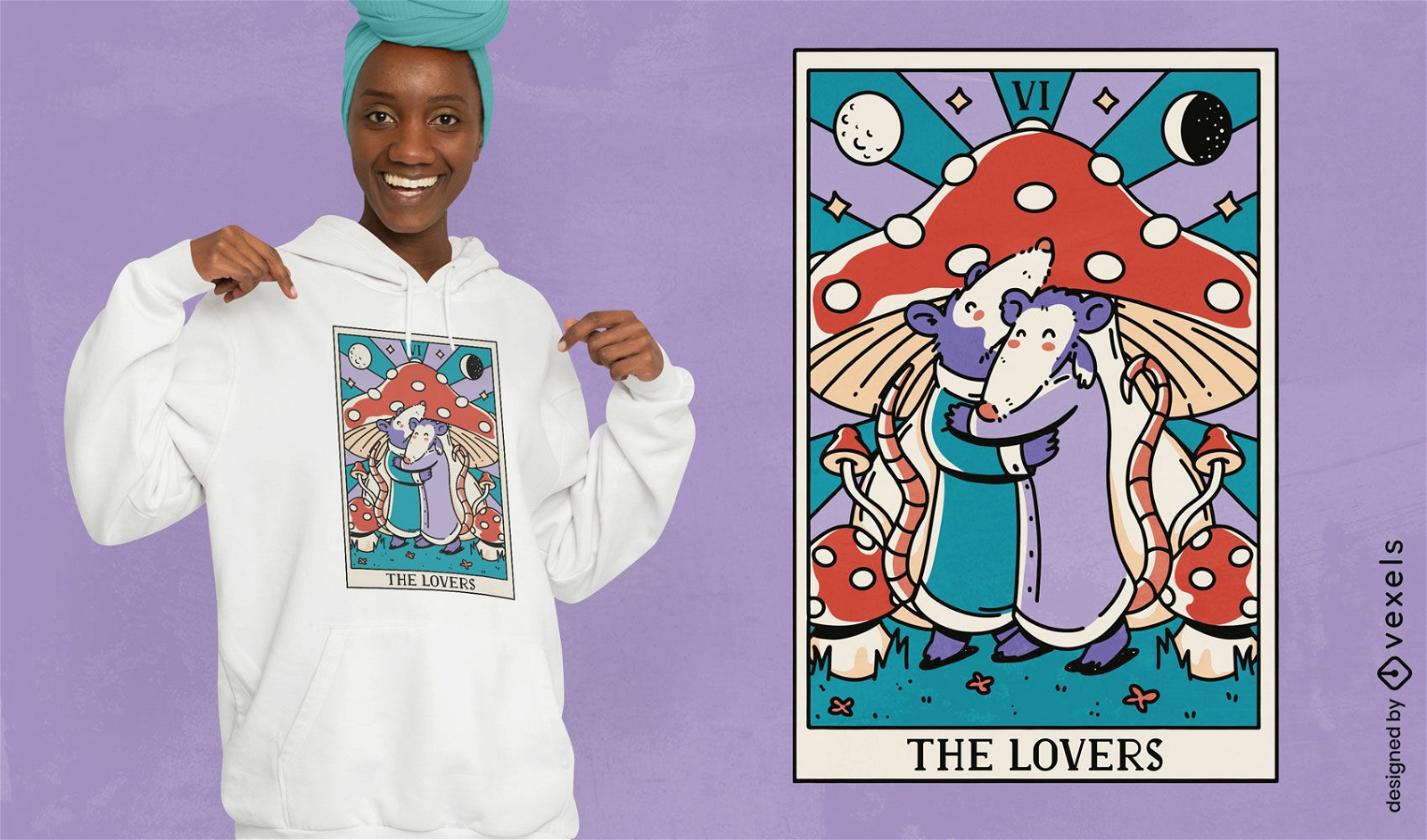 Possum lover tarot card t-shirt design