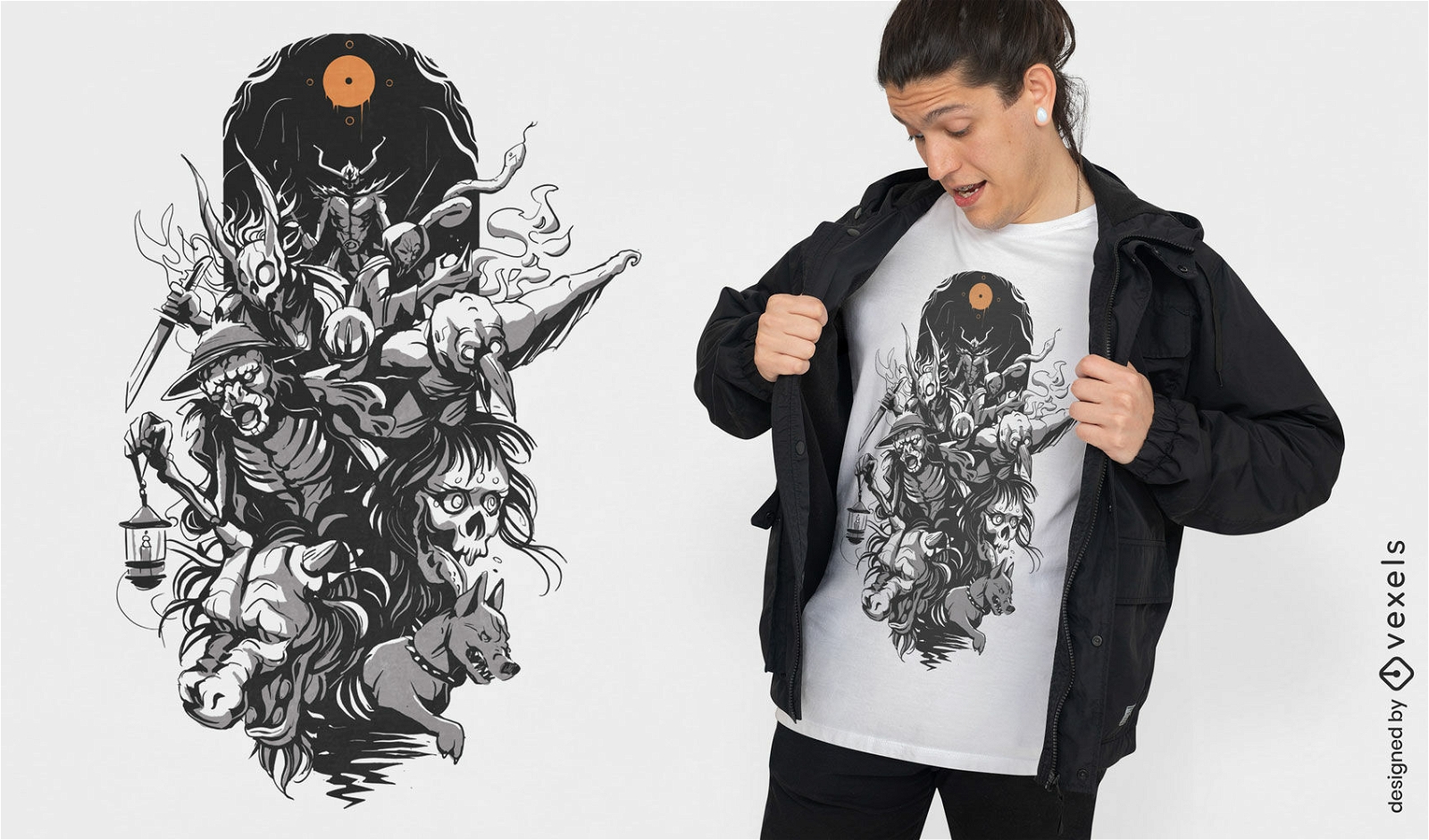 Design de camiseta de portal de monstro