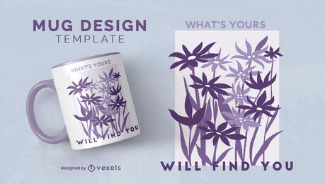 Purple flowers nature mug template