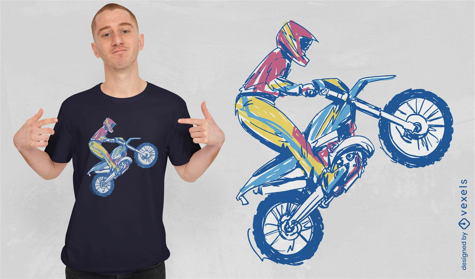 Skizziertes Motocross-T-Shirt-Design
