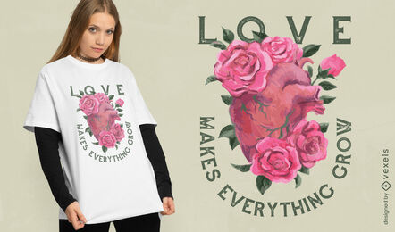 Blumenherz-Aquarell-T-Shirt-Design