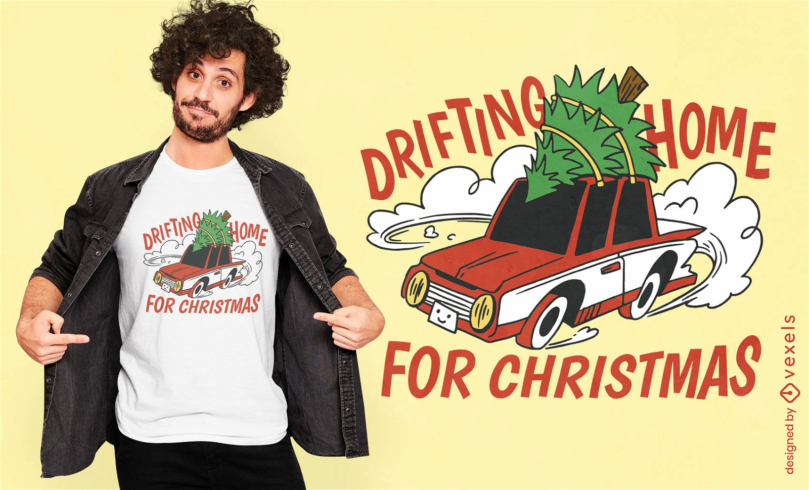 Drifting home christmas t-shrit design